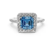 Asscher Cut Halo Engagement Ring Setting for a Fancy Blue Lab-Grown Diamond | White Gold - Design NV-24729
