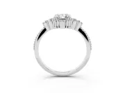 Radiant Cut Diamond Cluster Ring Set in Silver with Beaded Band