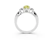 Fancy Yellow Marquise Cut Diamond Three-Stone Ring Set in Silver with Pavé Split Shank and Prong Setting