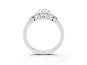 Oval Cut Diamond Solitaire Floral Ring Set in White gold with Marquise Petals and Prong Setting