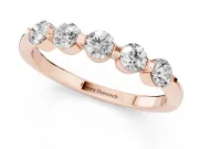 Five-Stone Round Diamond Half Eternity Bridal Band Set in Rose gold with Prong-Set Stones