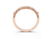 Round Diamond Curved Wedding Band Set in Rose gold with Pavé Shared Prong Setting