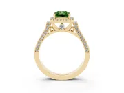Radiant Cut Halo Engagement Ring Setting for a Fancy Green Lab-Grown Diamond | Pavé Panel Shoulders | Yellow Gold