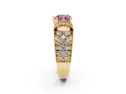 Heart-Shaped Vintage Pave Engagement Ring Setting for a Fancy Pink Lab-Grown Diamond | Milgrain Edges | Yellow Gold