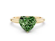 Fancy Green Heart Cut Diamond Solitaire Engagement Ring Set in Yellow gold with Prong Setting and Polished Band