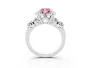 Cushion Cut Floral Engagement Ring Setting for a Fancy Pink Lab-Grown Diamond | Petal Frame and Side Stones | Platinum