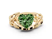 Heart-Shaped Leaf Bypass Engagement Ring Setting for a Fancy Green Lab-Grown Diamond | Yellow Gold