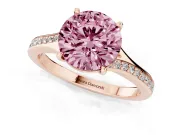 Round Pave Solitaire Engagement Ring Setting for a Fancy Pink Lab-Grown Diamond | Sweeping Shoulders | Rose Gold