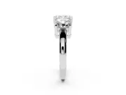 Radiant Cut Three Stone Engagement Ring Setting | Large Side Stones | Sterling Silver