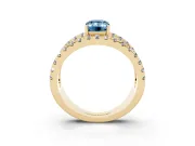 Emerald Cut Split Shank Pavé Engagement Ring Setting for a Fancy Blue Lab-Grown Diamond | Yellow Gold