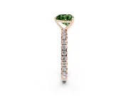 Fancy Green Heart Cut Diamond Pavé Solitaire Ring Set in Rose gold with Round Band and Prong Setting