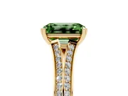 Emerald Cut Split Shank Engagement Ring Setting for a Fancy Green Lab-Grown Diamond | Pave Band | Yellow Gold