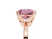 Fancy Pink Radiant Cut Diamond Solitaire Engagement Ring Set in Rose gold with Slim Tapered Solitaire Band
