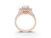 Oval Double Halo Split Shank Engagement Ring Setting | Pave Strands | Rose Gold