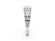 Asscher Cut Diamond Split Shank Ring Set in Platinum with Pavé Band and Prong Setting