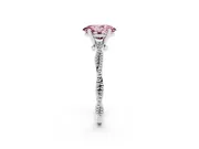 Fancy Pink Oval Cut Diamond Solitaire Ring Set in White gold with Twisted Band and Bead Prong Setting