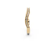 Round Diamond Channel Contour Band Set in Yellow gold with Milgrain Edges