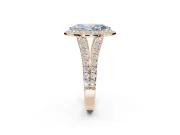 Marquise Halo Pavé Engagement Ring Setting for a Fancy Blue Lab-Grown Diamond | Narrow Split Shank | Rose Gold