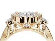Round Halo Side Cluster Engagement Ring Setting | Graduated Channel Band | Yellow Gold