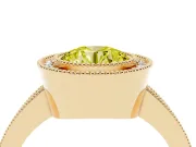Fancy Yellow Round Cut Diamond Halo Engagement Ring Set in Yellow gold with Pavé Band and Round Halo Stones