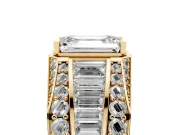 Emerald Cut Men's Graduated Baguette Engagement Ring Setting | Raised Frame Head | Yellow Gold