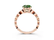 Fancy Green Round Cut Diamond Solitaire Ring Set in Rose gold with Infinity Twist Pavé Band