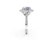 Fancy Blue Oval Lab-Grown Diamond Double Halo Statement Ring Set in Platinum with Pavé Band