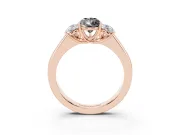 Pear-Shaped Three Stone Engagement Ring Setting for a Black Center | Rose Gold