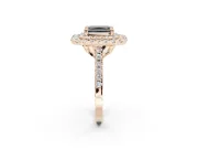 Radiant Cut Double Halo Engagement Ring Setting for a Black Center | Pavé Shoulders | Rose Gold