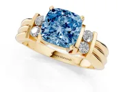Cushion Cut Bar-Set Engagement Ring Setting for a Fancy Blue Lab-Grown Diamond | Yellow Gold