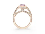 Radiant Cut Sectioned Halo Engagement Ring Setting for a Fancy Pink Lab-Grown Diamond | Rose Gold