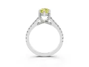 Marquise Hidden Halo Pave Engagement Ring Setting for a Fancy Yellow Lab-Grown Diamond | Claw Prongs | White Gold