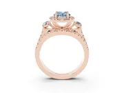 Oval Halo Split Shank Engagement Ring Setting for a Fancy Blue Lab-Grown Diamond | Round Side Stones | Rose Gold