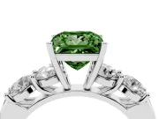 Princess Cut Five Stone Engagement Ring Setting for a Fancy Green Lab-Grown Diamond | Prong Set Side Stones | White Gold