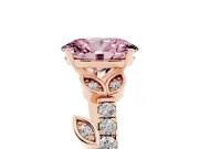 Oval Leaf Pavé Engagement Ring Setting for a Fancy Pink Lab-Grown Diamond | Rose Gold