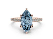 Marquise Hidden Halo Pave Engagement Ring Setting for a Fancy Blue Lab-Grown Diamond | Claw Prongs | Rose Gold