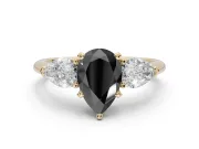 Pear-Shaped Three-Stone Engagement Ring Setting for a Black Center | Pear Side Stones | Yellow Gold
