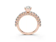 Marquise Cut Diamond Solitaire Ring Set in Rose gold with Shared Prong Pavé Band