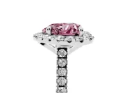 Heart-Shaped Halo Engagement Ring Setting for a Fancy Pink Lab-Grown Diamond | Tapered Band | Platinum