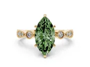 Marquise Vintage Milgrain Engagement Ring Setting for a Fancy Green Lab-Grown Diamond | Yellow Gold