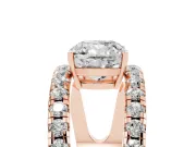 Cushion Cut Wide Open Split Shank Engagement Ring Setting | Pavé Strands | Rose Gold