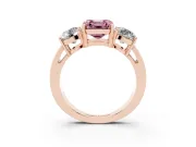 Asscher Cut Three Stone Engagement Ring Setting for a Fancy Pink Lab-Grown Diamond | Wide Plain Band | Rose Gold
