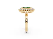 Oval Bezel Halo Engagement Ring Setting for a Fancy Green Lab-Grown Diamond | Yellow Gold