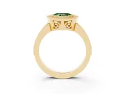 Heart-Shaped Double Milgrain Halo Engagement Ring Setting for a Fancy Green Lab-Grown Diamond | Pave Band | Yellow Gold
