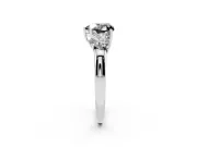 Fancy Black Heart Cut Diamond Three-Stone Ring Set in White gold with Bold Center and Classic Band