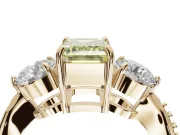 Emerald Cut Three Stone Engagement Ring Setting for a Fancy Yellow Lab-Grown Diamond | Tapered Pave Band | Yellow Gold