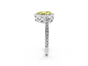 Pear-Shaped Pave Halo Engagement Ring Setting for a Fancy Yellow Lab-Grown Diamond | Platinum