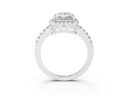 Princess Cut Diamond Pavé Band Halo Engagement Ring Set in Silver with Prong Setting