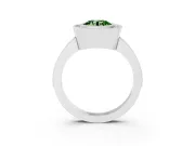Fancy Green Round Cut Diamond Halo Engagement Ring Set in Silver with Pavé Band and Round Halo Stones