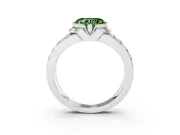 Heart-Shaped Half Bezel Engagement Ring Setting for a Fancy Green Lab-Grown Diamond | Channel Band | Sterling Silver